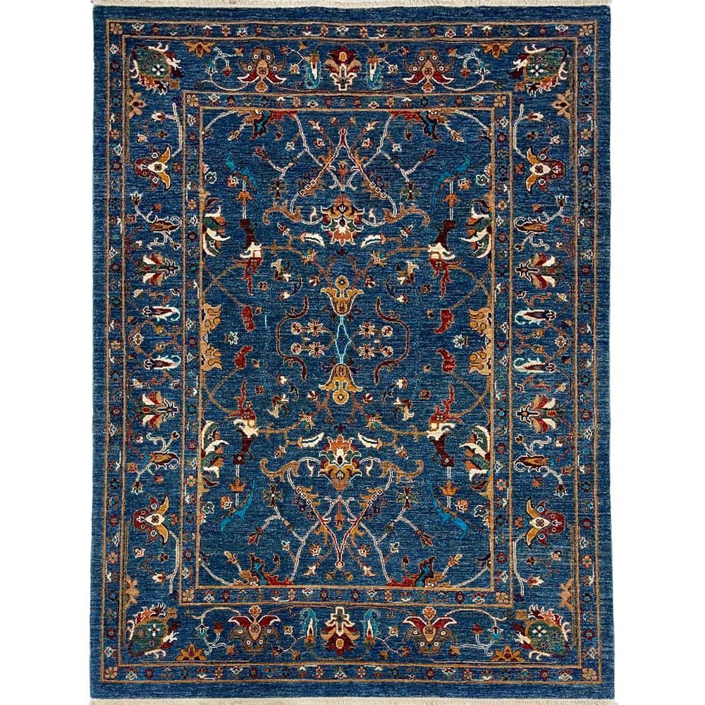 El Dokuma Afgan Sultani Mavi Yün Halı (175x245 cm)