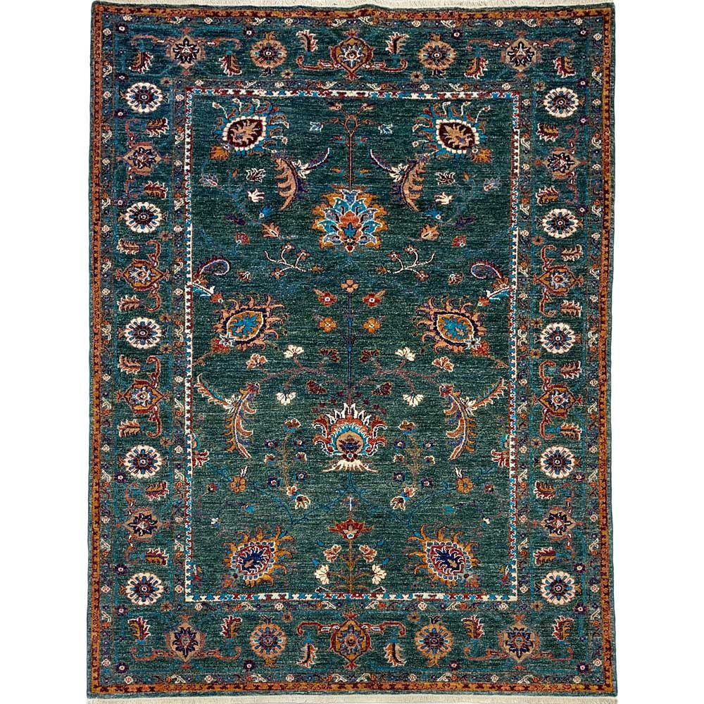 El Dokuma Afgan Sultani Yeşil Yün Halı (175x240 cm)