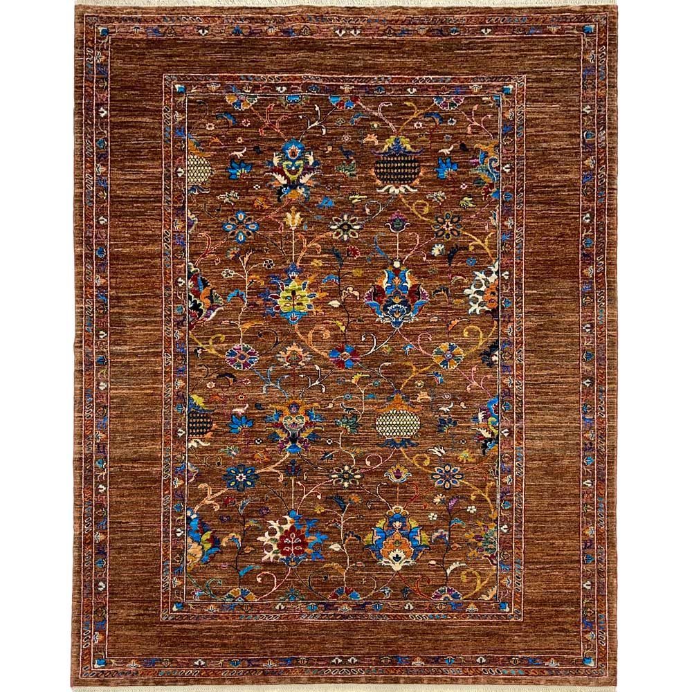 El Dokuma Afgan Sultani Kahverengi Yün Halı (180x240 cm)