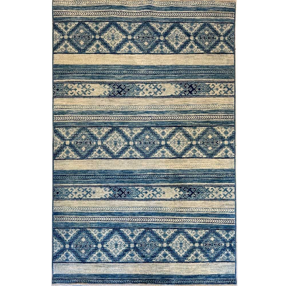 El Dokuma Mavi Horcin Kabile Yün Halı (120x180 cm)