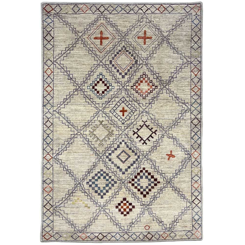 El Dokuma Krem Modern Yün Halı (120x190 cm)