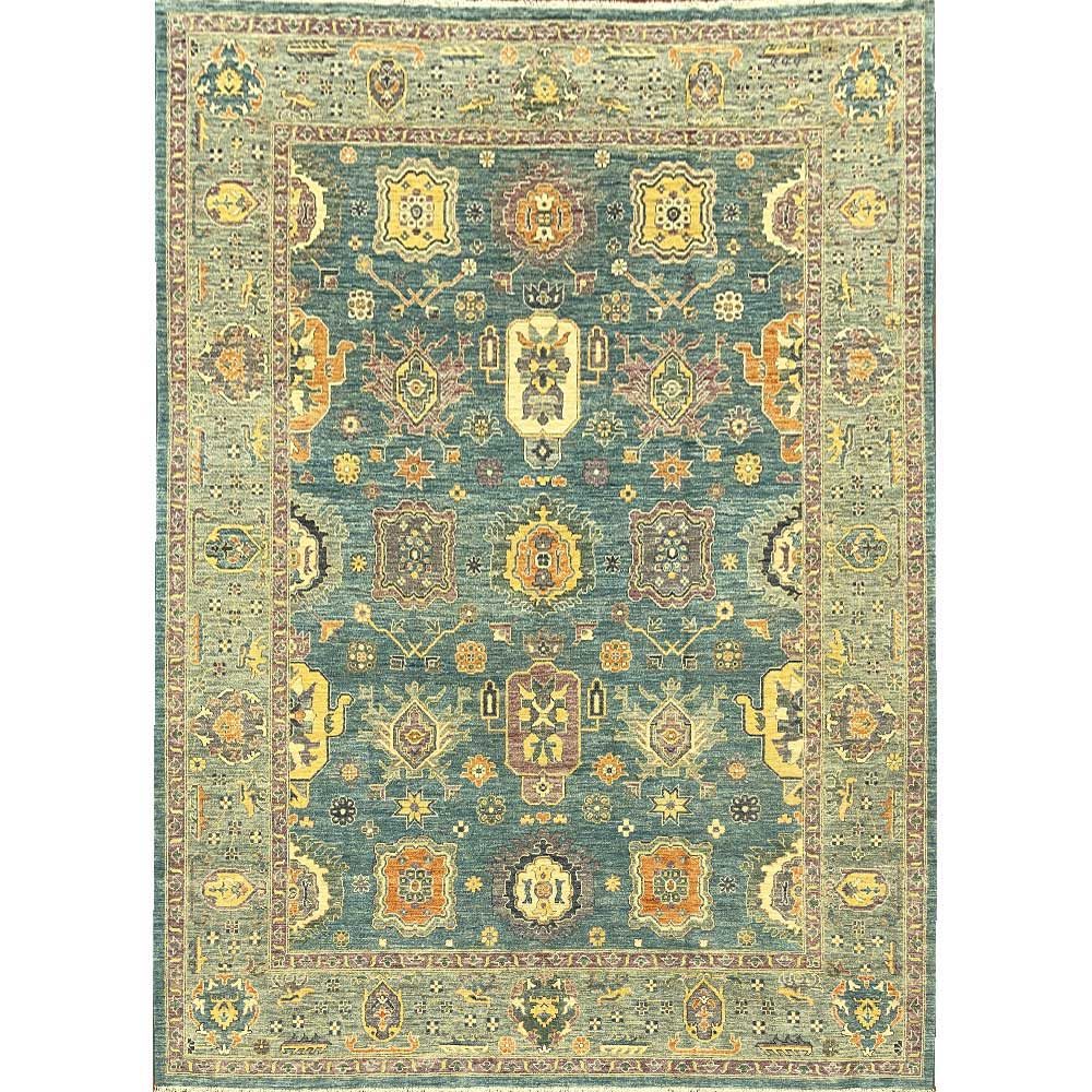 El Dokuma Pastel Mavi Uşak Yün Halı (275x360 cm)