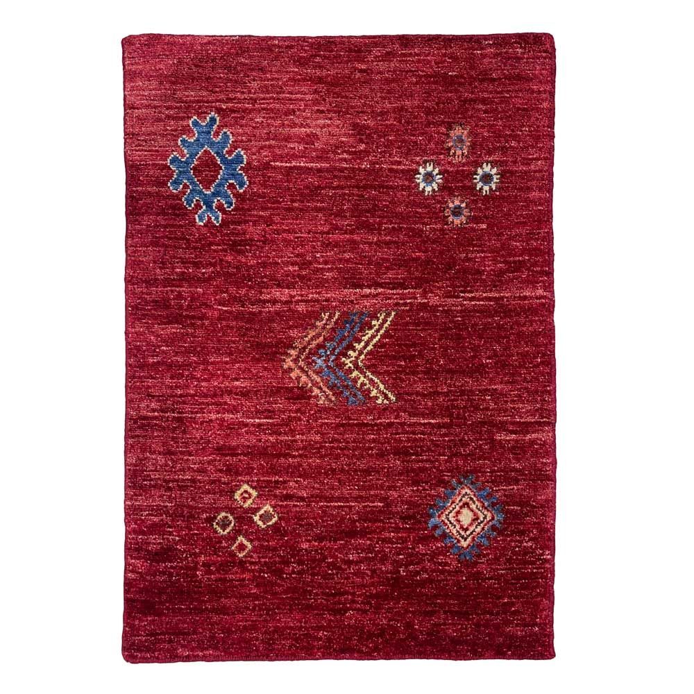 El Dokuma Bordo Modern Yün Halı (60x90 cm)