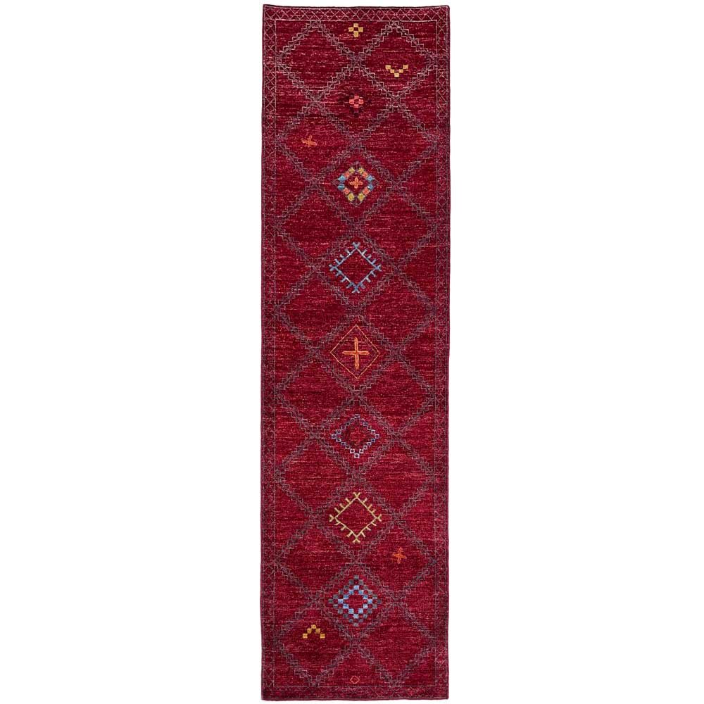 El Dokuma Bordo Modern Yün Yolluk Halı (85x285 cm)