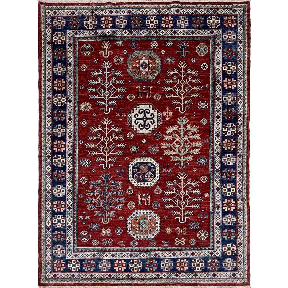 El Dokuma Bordo Afgan Kabile Yün Halı (155x210 cm)