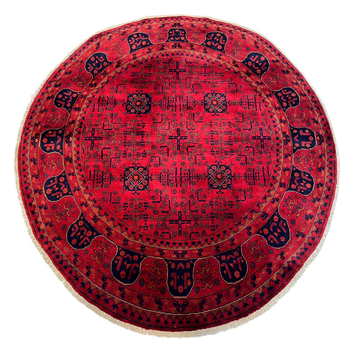 El Dokuma Afgan Khal Mohammadi Yuvarlak Yün Halı (180x180 cm)