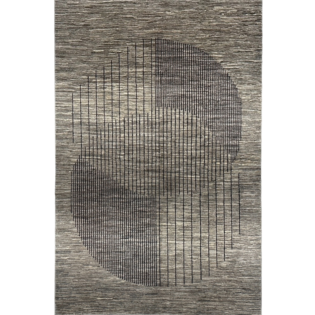 El Dokuma Modern Natural Gri Yün Halı (185x270 cm)