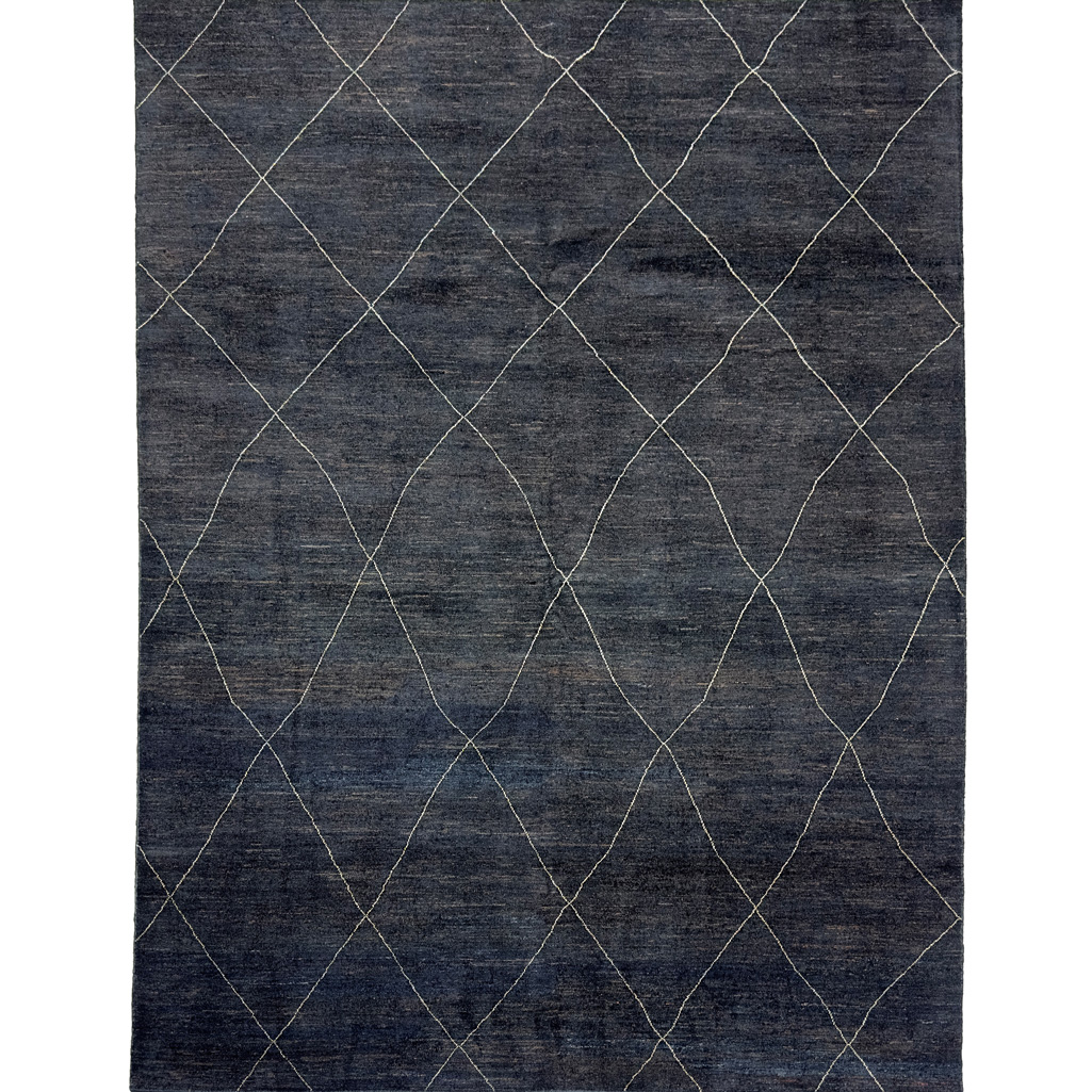El Dokuma Siyah İskandinav Yün Halı (250x300 cm)