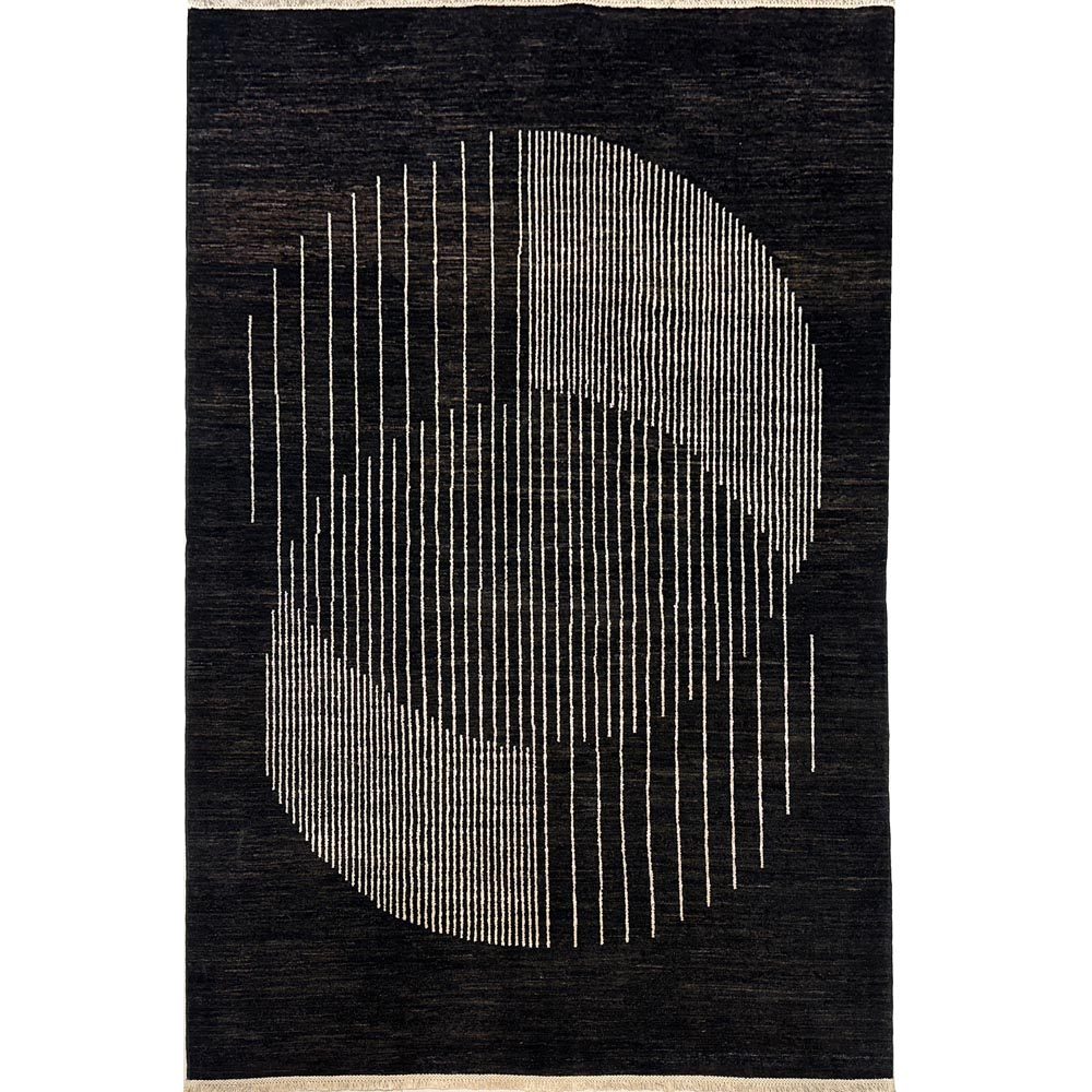 El Dokuma Modern Siyah Yün Halı (180x270 cm)