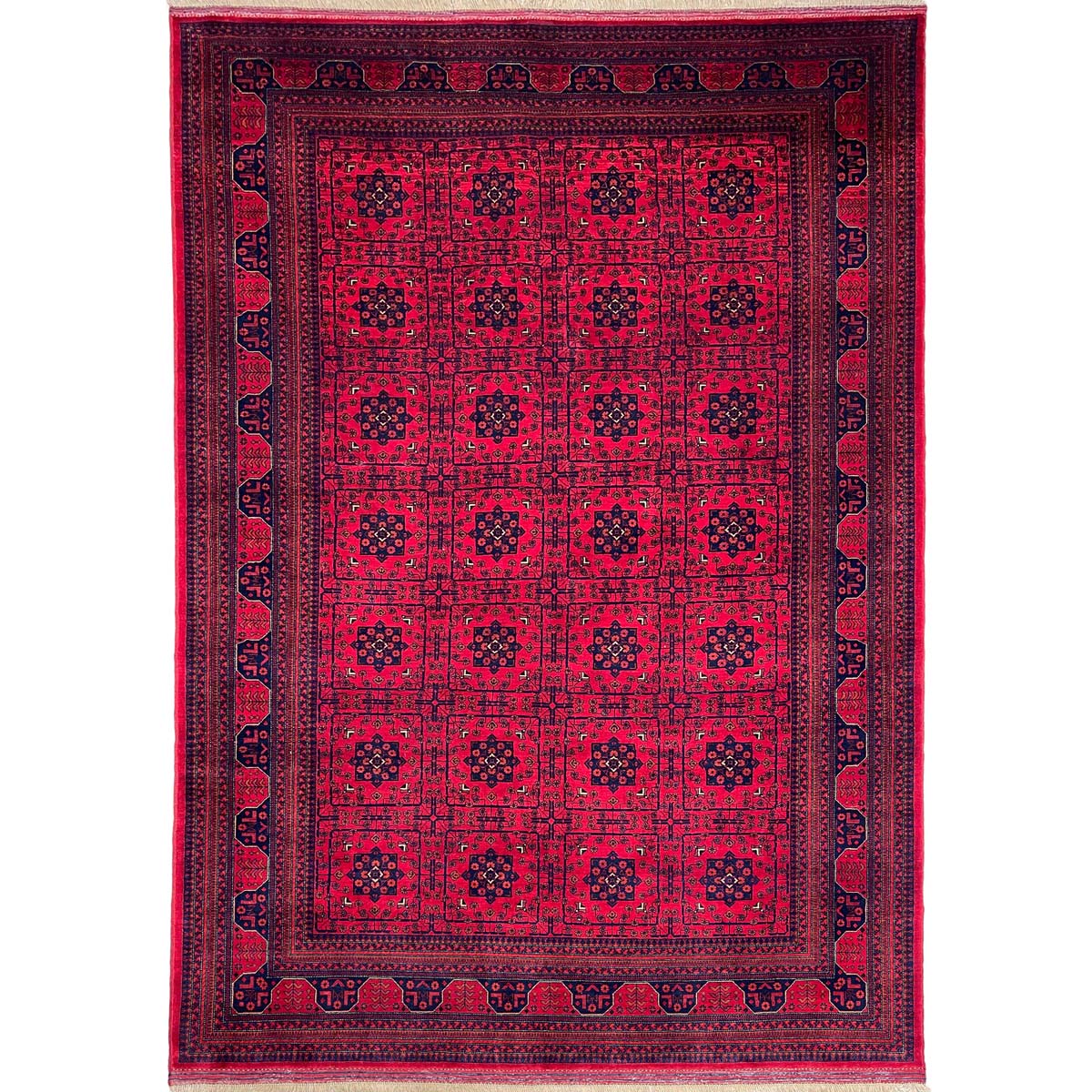El Dokuma Bordo Afgan Bilicik İnce Dokuma Yün Halı (200x290 cm)