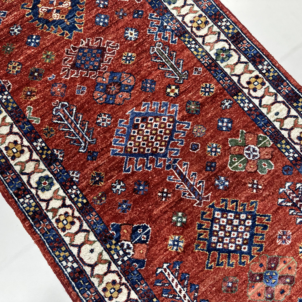 El Dokuma Kırmızı Kaşkai İran Yün Yolluk Halı (85x285 cm) - Görsel 3