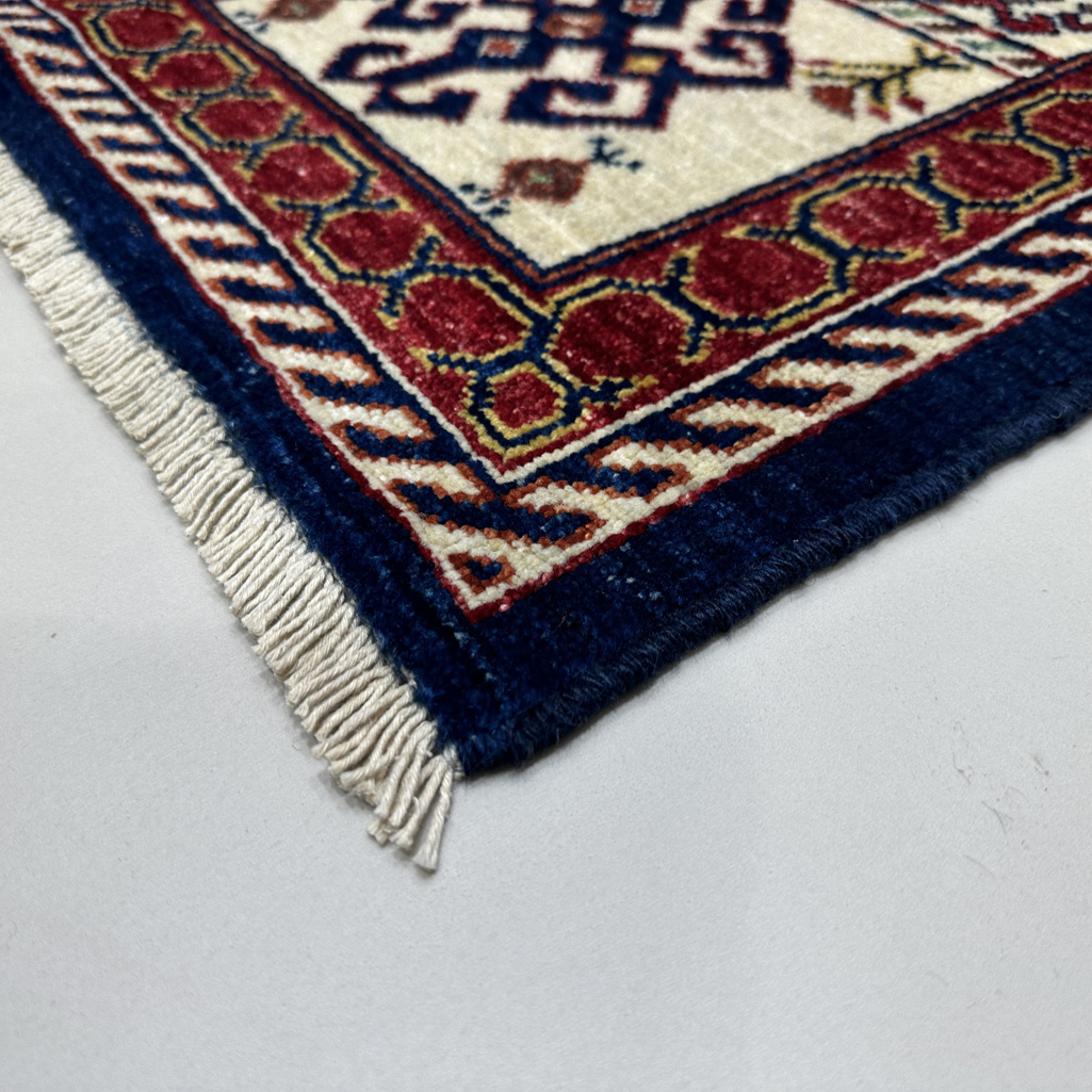 El Dokuma Lacivert Afgan Kabile Yün Halı (150x210 cm) - Görsel 8