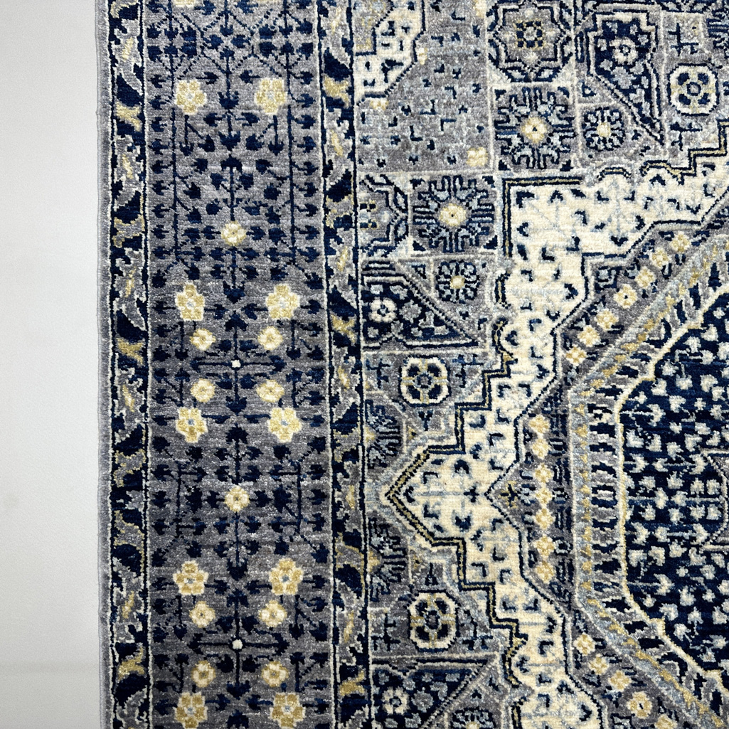 El Dokuma Mavi Memlük Yün Halı (150x240 cm) - Görsel 7