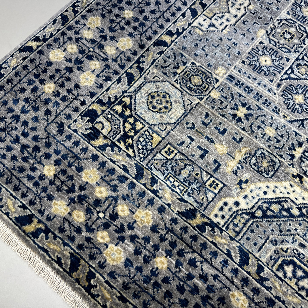 El Dokuma Mavi Memlük Yün Halı (150x240 cm) - Görsel 8