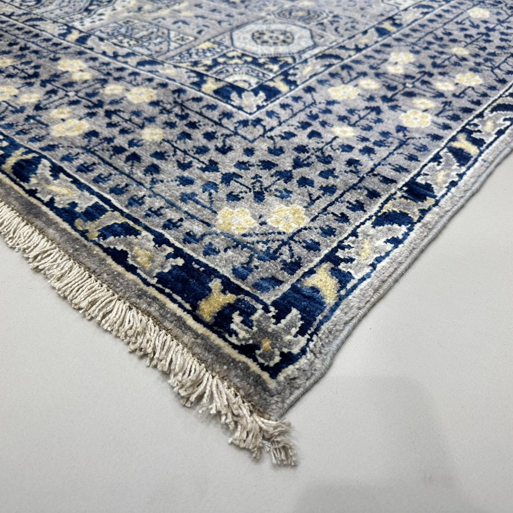 El Dokuma Mavi Memlük Yün Halı (150x240 cm) - Görsel 4