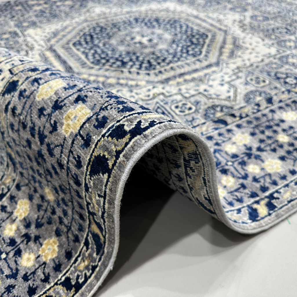 El Dokuma Mavi Memlük Yün Halı (150x240 cm) - Görsel 2