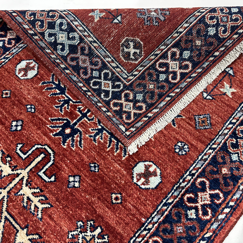 El Dokuma Bordo Afgan Kabile Yün Yolluk Halı (80x300 cm) - Görsel 4