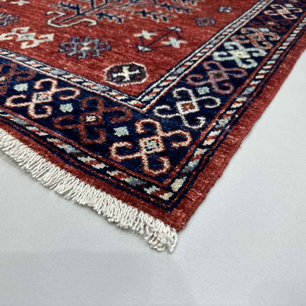 El Dokuma Bordo Afgan Kabile Yün Yolluk Halı (80x300 cm) - Görsel 7