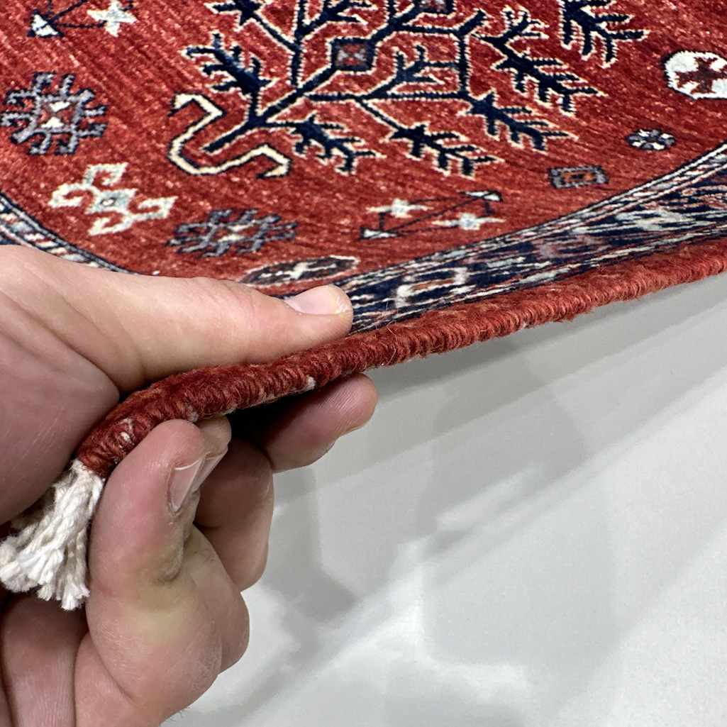 El Dokuma Bordo Afgan Kabile Yün Yolluk Halı (80x300 cm) - Görsel 8