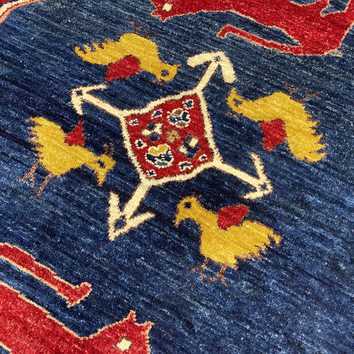 El Dokuma Lacivert Afgan Kabile Yün Halı (160x220 cm) - Görsel 2