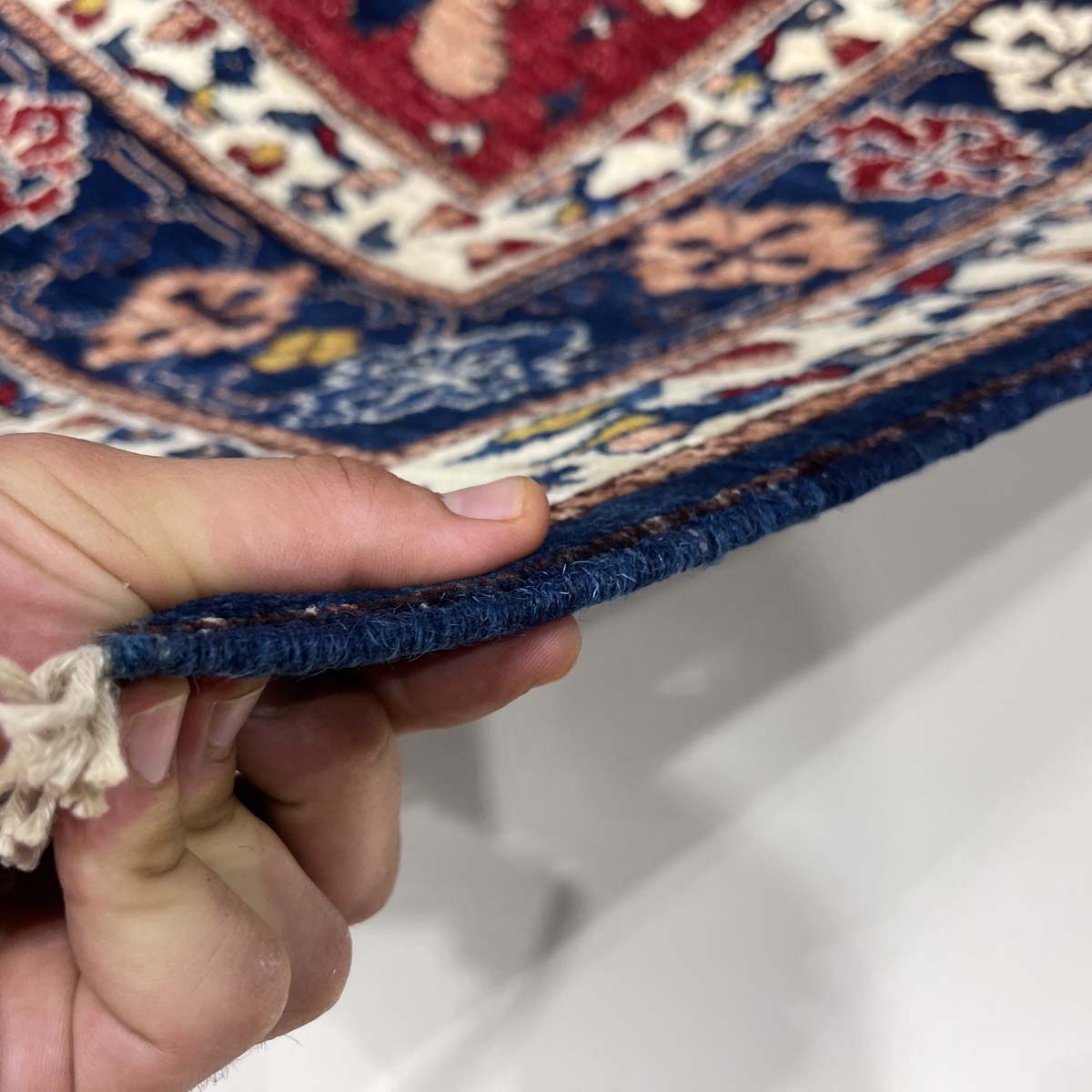 El Dokuma Lacivert Afgan Kabile Yün Halı (160x220 cm) - Görsel 10