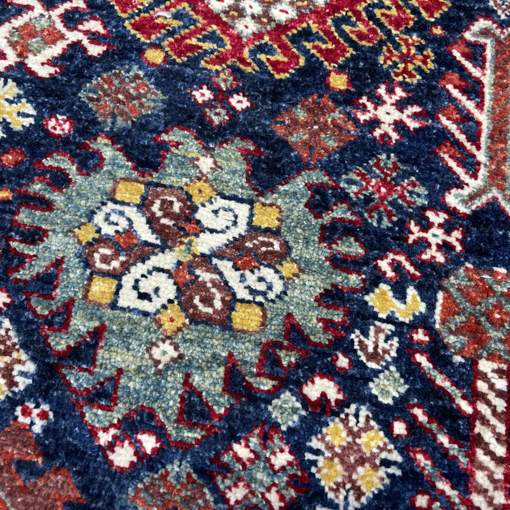 El Dokuma Lacivert Afgan Kabile Yün Halı (160x250 cm) - Görsel 2