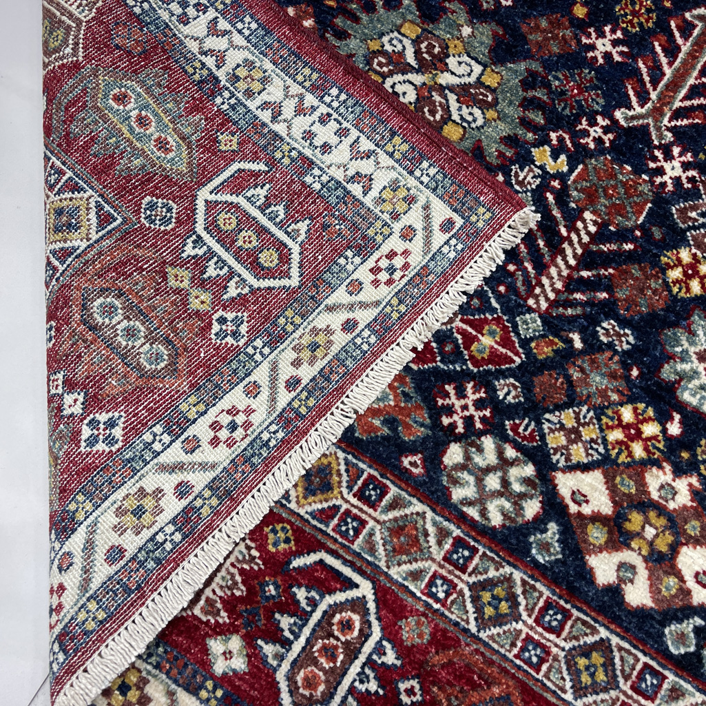 El Dokuma Lacivert Afgan Kabile Yün Halı (160x250 cm) - Görsel 6