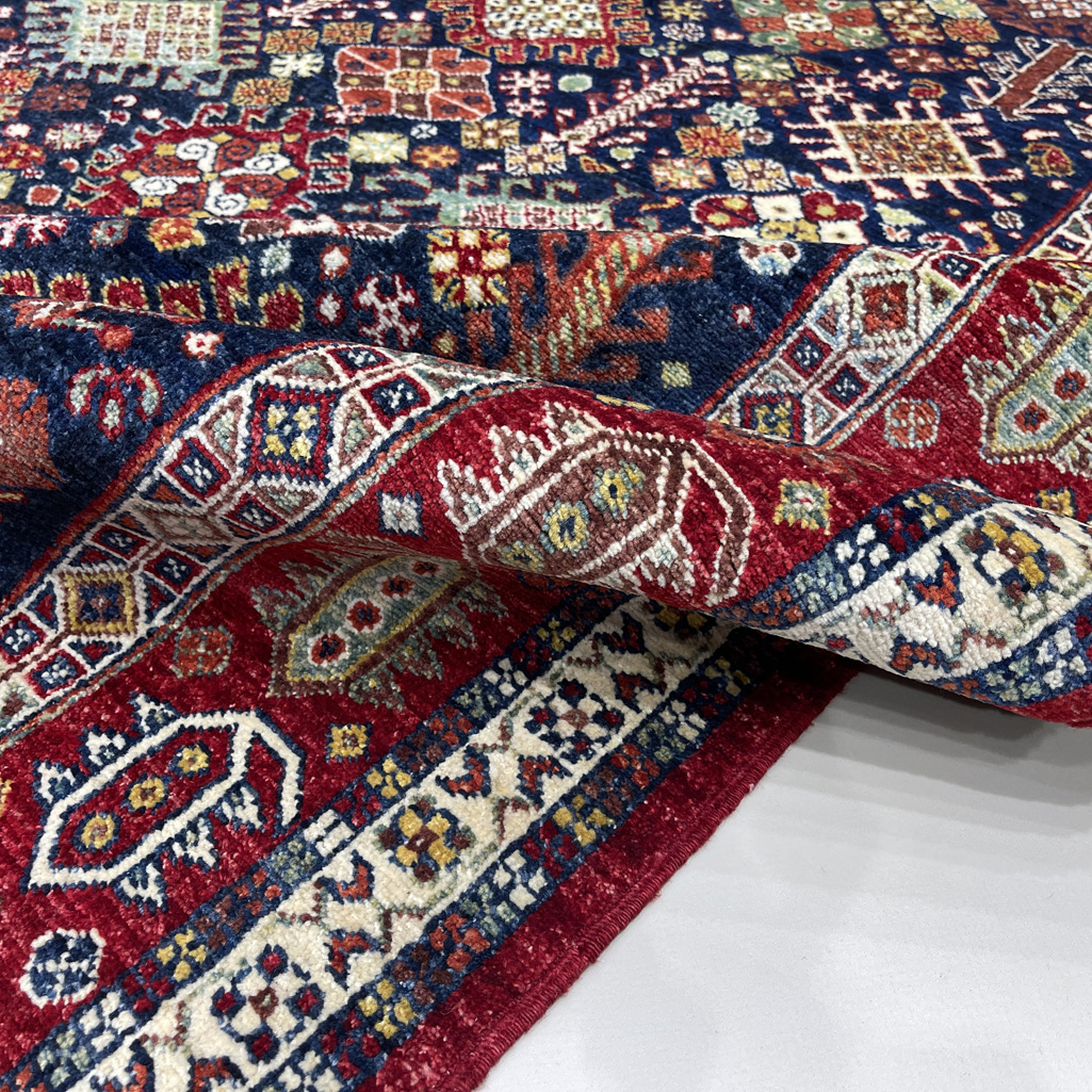 El Dokuma Lacivert Afgan Kabile Yün Halı (160x250 cm) - Görsel 10