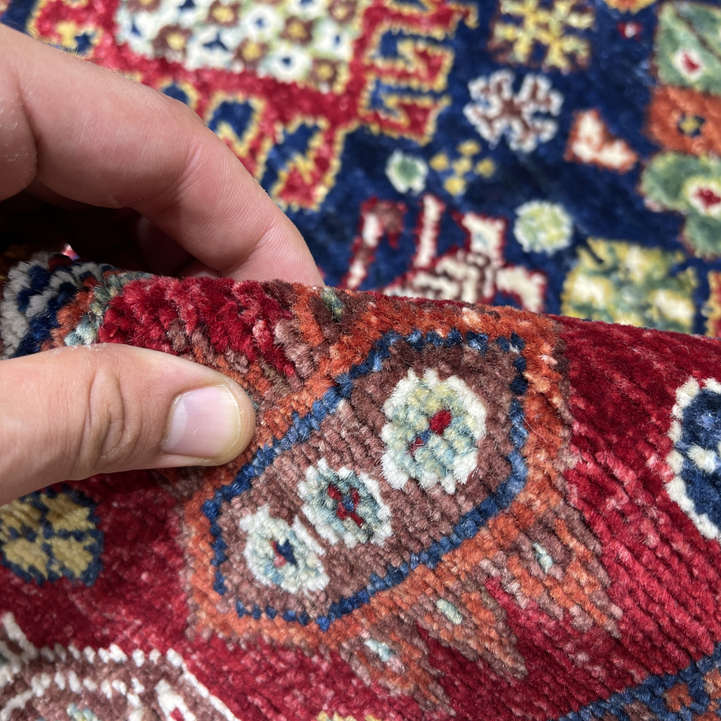 El Dokuma Lacivert Afgan Kabile Yün Halı (160x250 cm) - Görsel 5