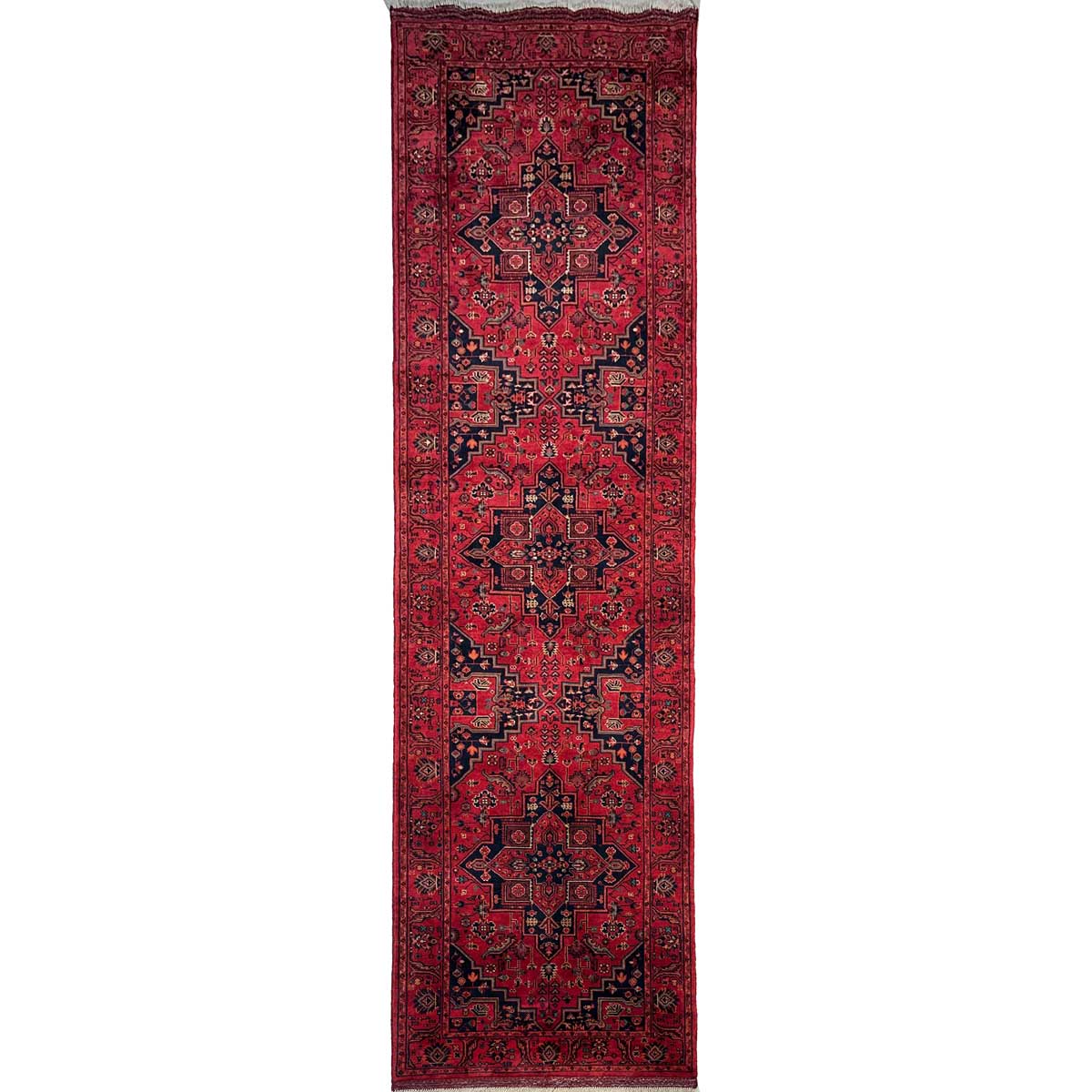 El Dokuma Afgan Heris Yün Yolluk Halı (80x300 cm)