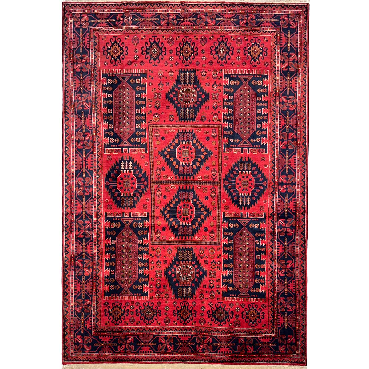 El Dokuma Afgan Veziri Yün Halı (200x290 cm)