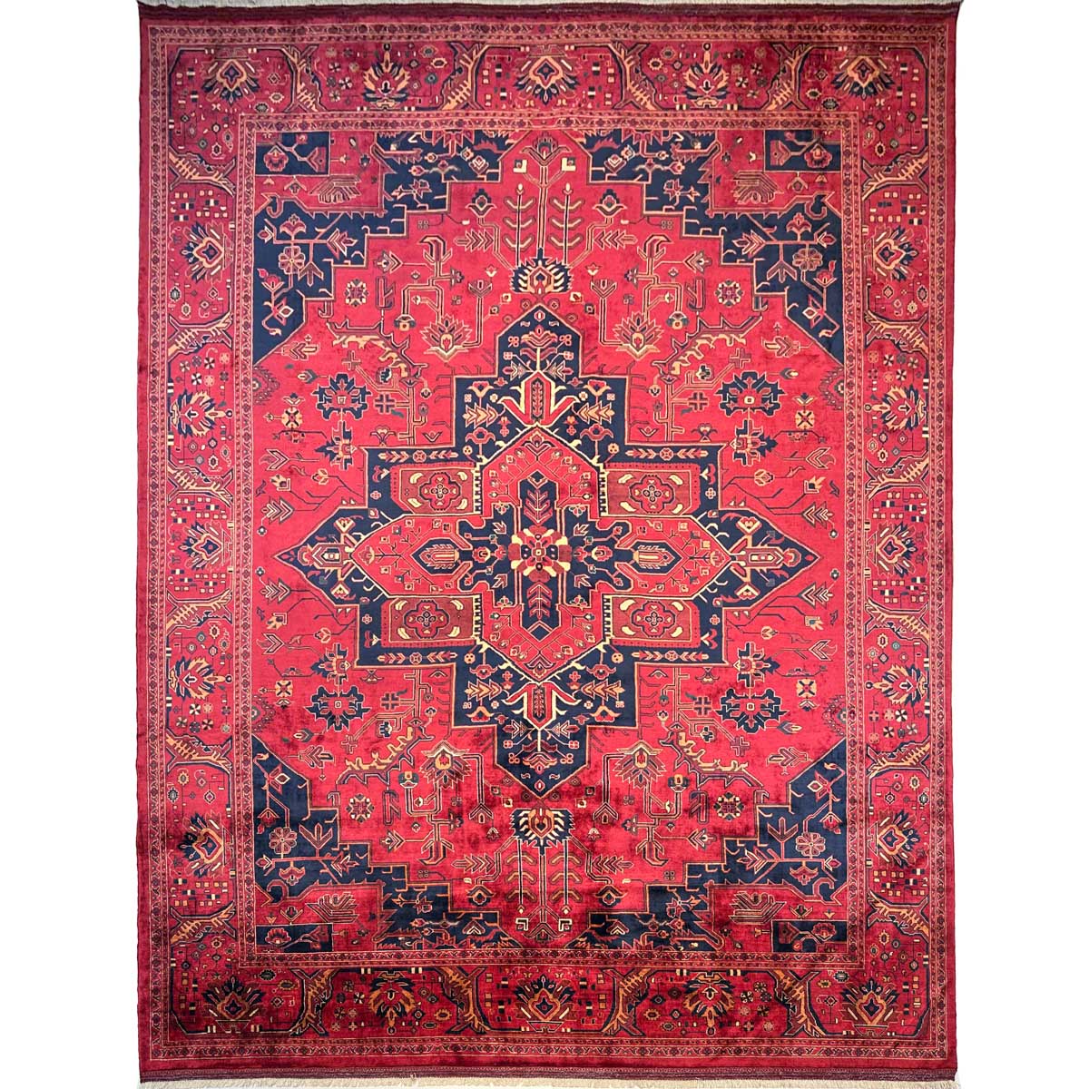 El Dokuma Afgan Heris Madalyon Yün Halı (310x420 cm)