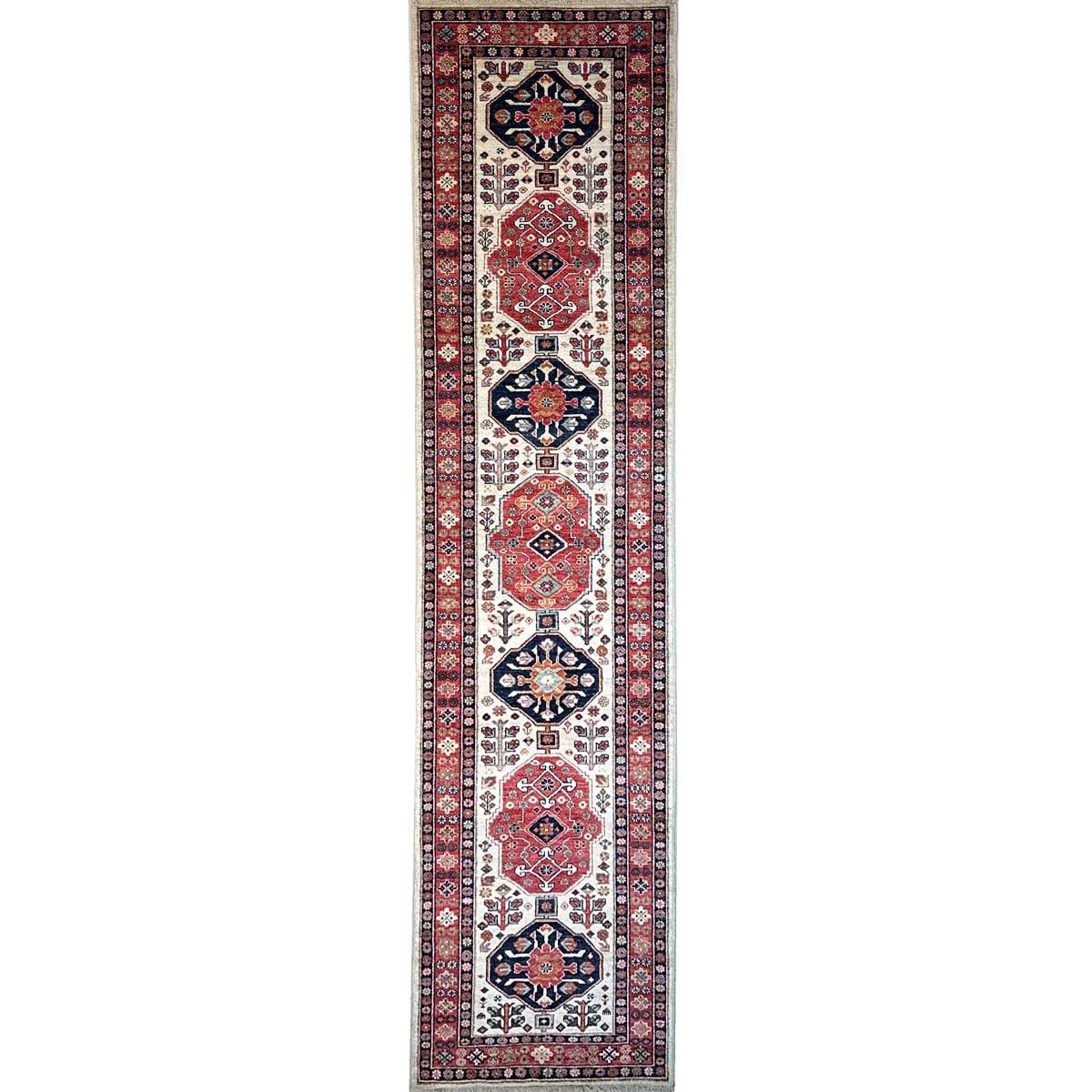 El Dokuma Geleneksel Afgan Kabile Yün Yolluk Halı (85x380 cm)