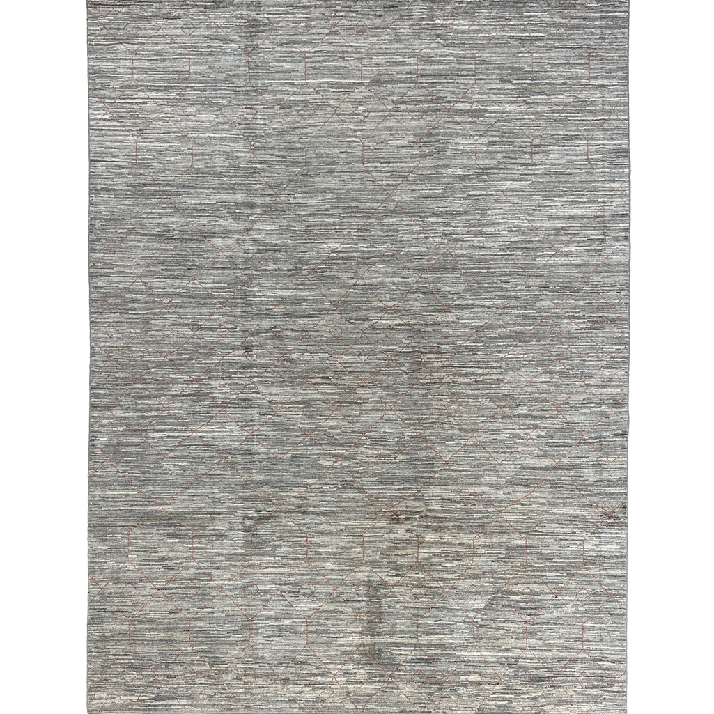 El Dokuma Natural Gri İskandinav Yün Halı (240x300 cm)