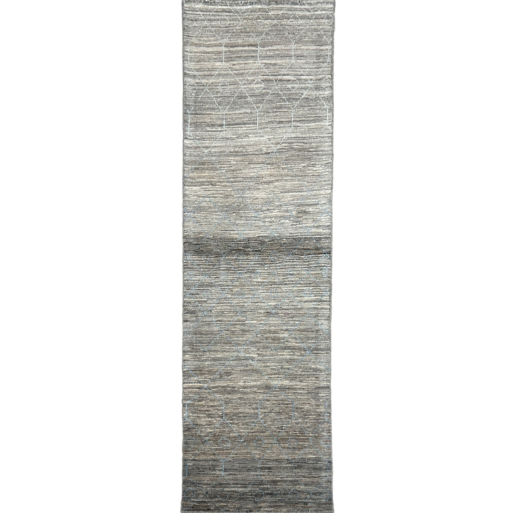 El Dokuma Natural Gri Yün İskandinav Yolluk Halı (70x240 cm)