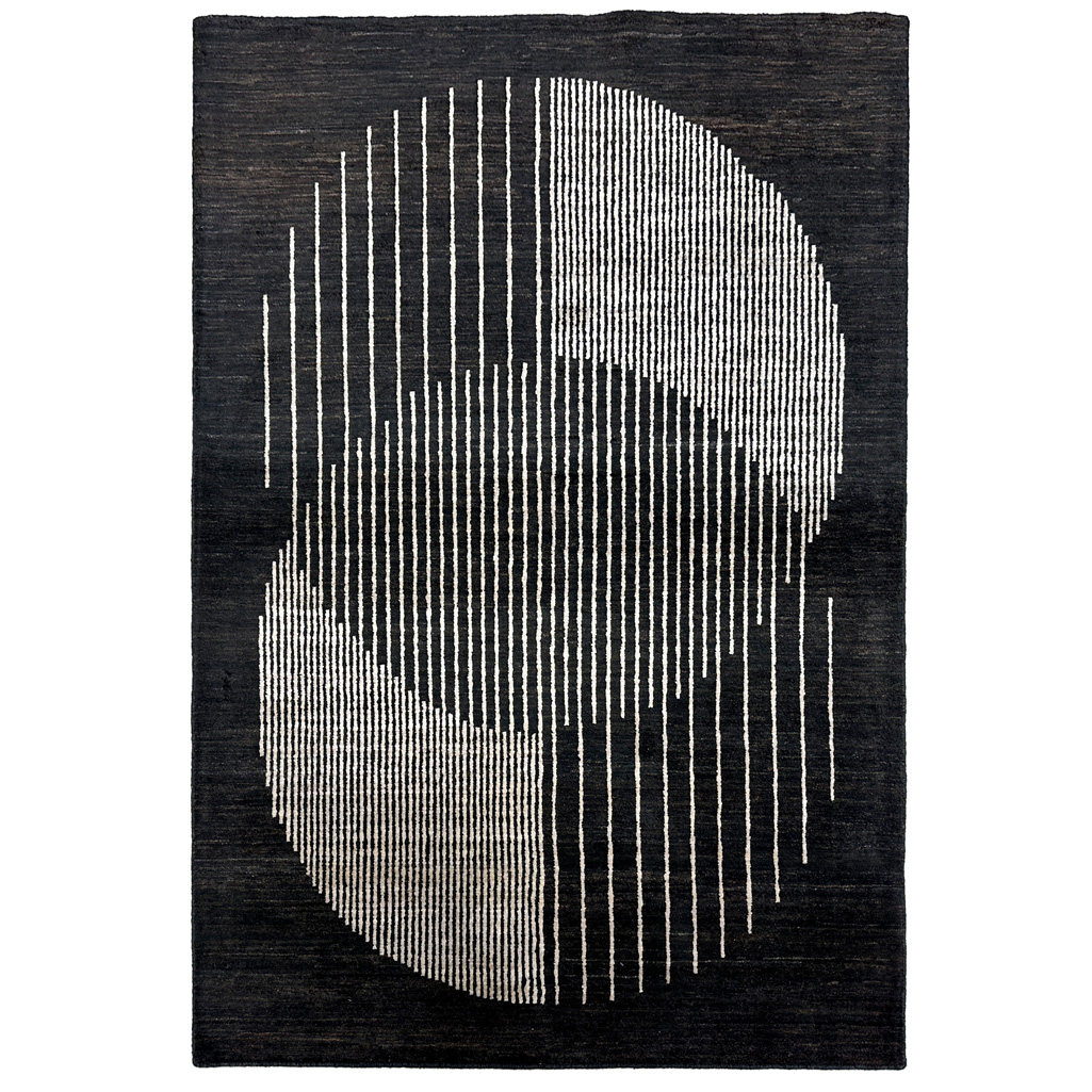 El Dokuma Siyah Modern İskandinav Yün Halı (120x180 cm)