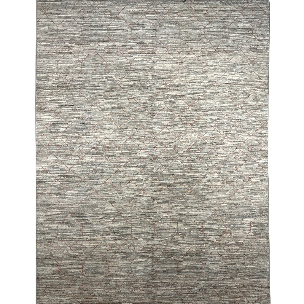 El Dokuma Natural Gri İskandinav Yün Halı (260x360 cm)