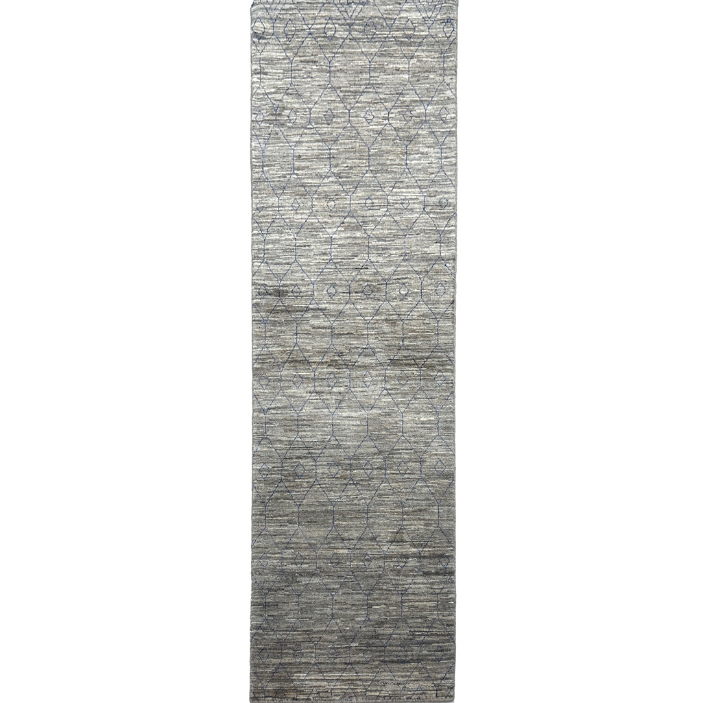 El Dokuma Natural Gri Yün İskandinav Yolluk Halı (75x240 cm)