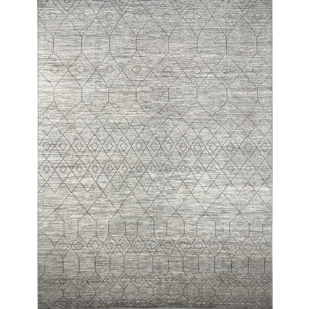 El Dokuma Natural Gri İskandinav Yün Halı (280x380 cm)