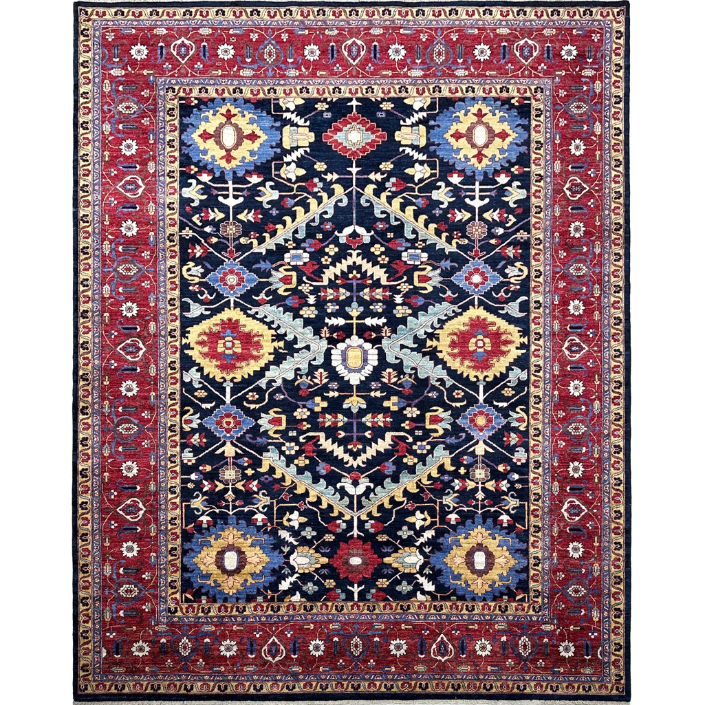 El Dokuma Lacivert Afgan Kabile Yün Halı (280x360 cm)