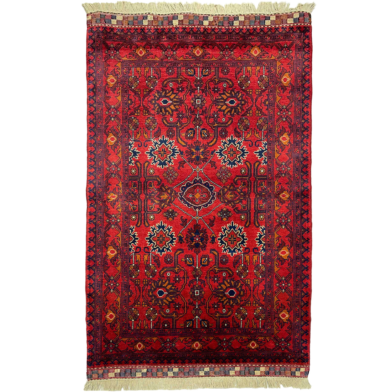El Dokuma Afgan Bilicik İnce Dokuma Yün Halı (80x120 cm)