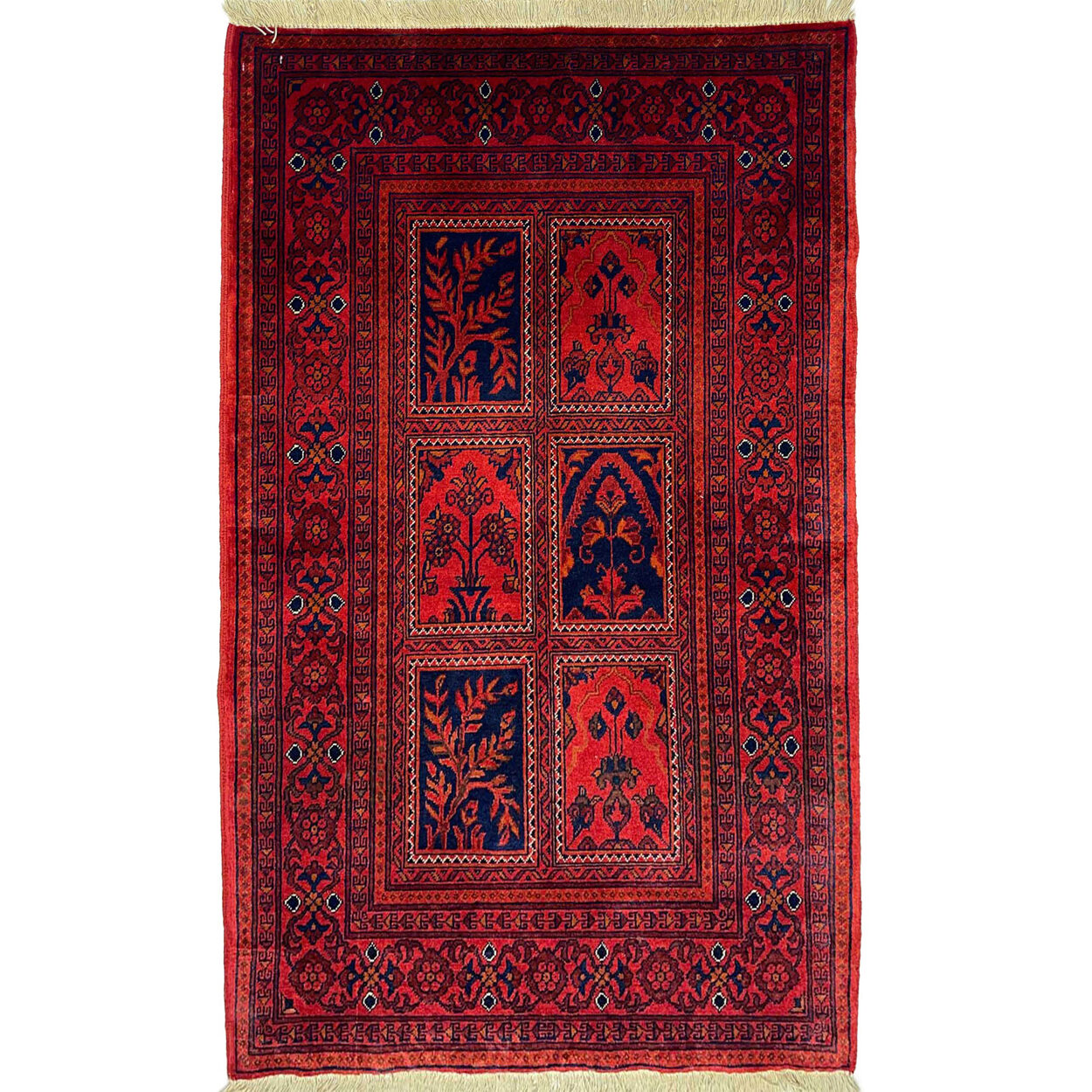 El Dokuma Bahtiyari Afgan Bilicik İnce Dokuma Yün Halı (80x130 cm)