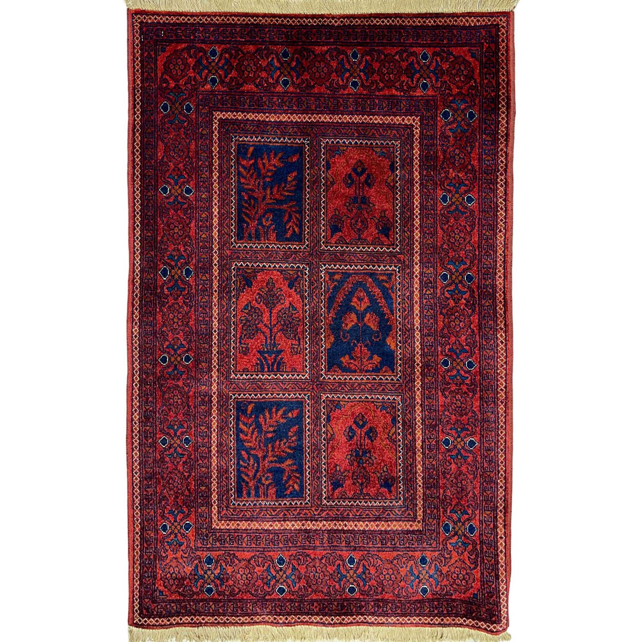 El Dokuma Bahtiyari Afgan Bilicik İnce Dokuma Yün Halı (80x120 cm)