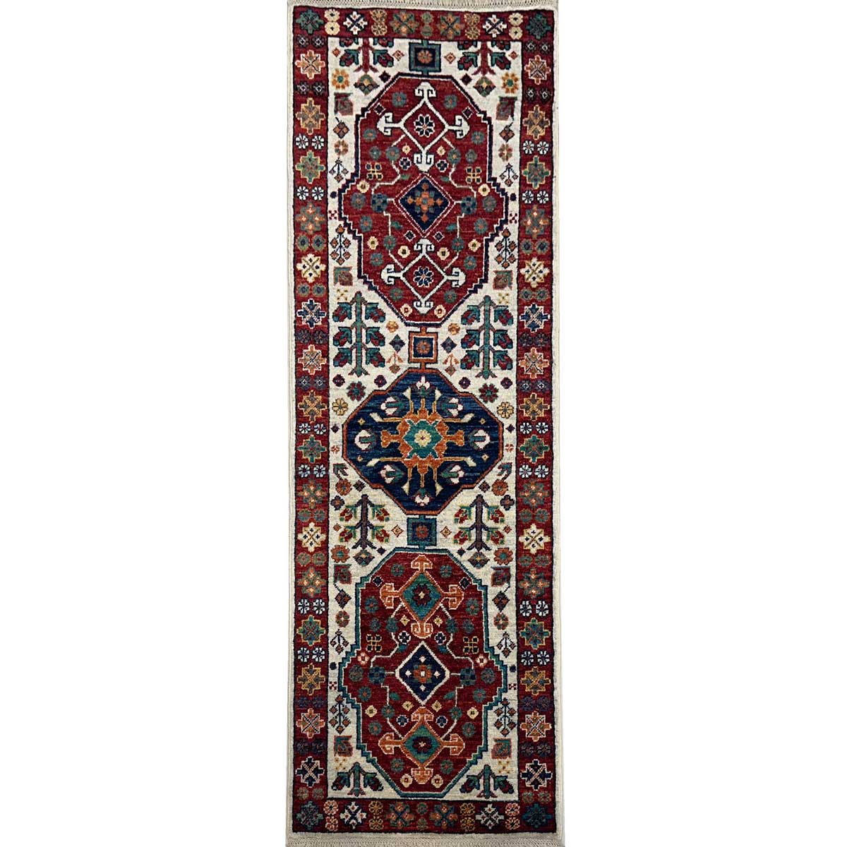 El Dokuma Geleneksel Afgan Kabile Yün Yolluk Halı (60x190 cm)