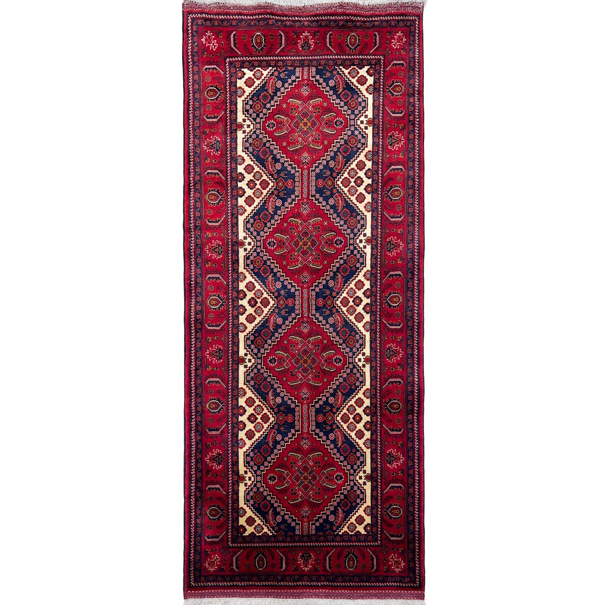 El Dokuma Afgan Bilicik İnce Dokuma Yün Yolluk Halı (95x200 cm)