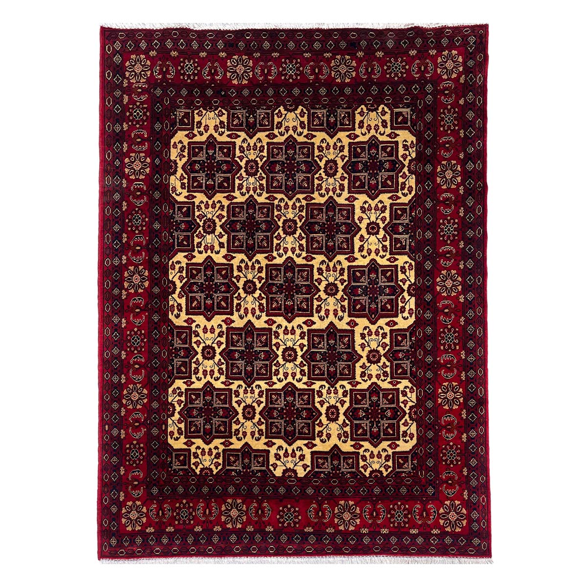 El Dokuma Afgan Bilicik İnce Dokuma Yün Halı (150x200 cm)