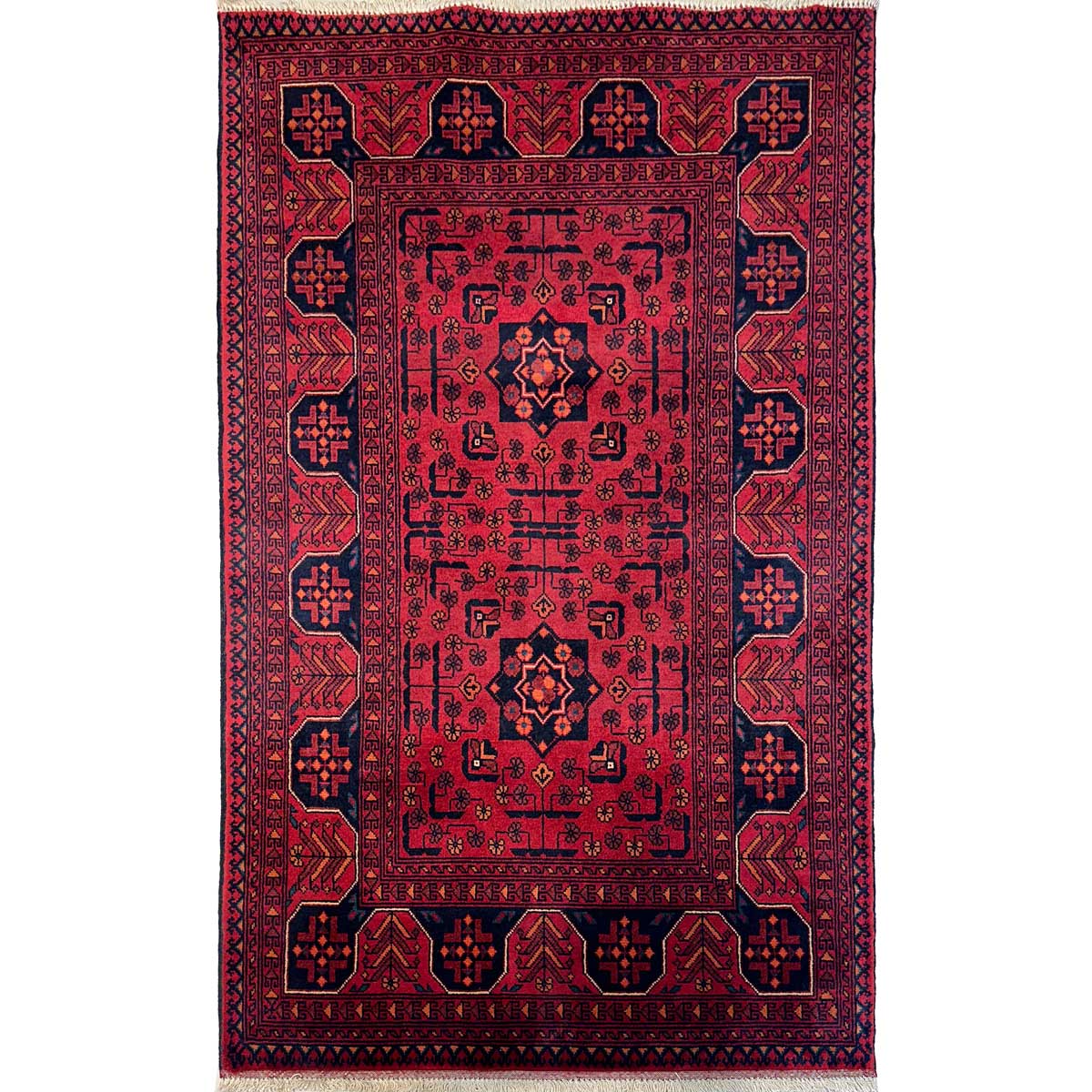 El Dokuma Afgan Khal Muhammadi Yün Halı (100x160 cm)