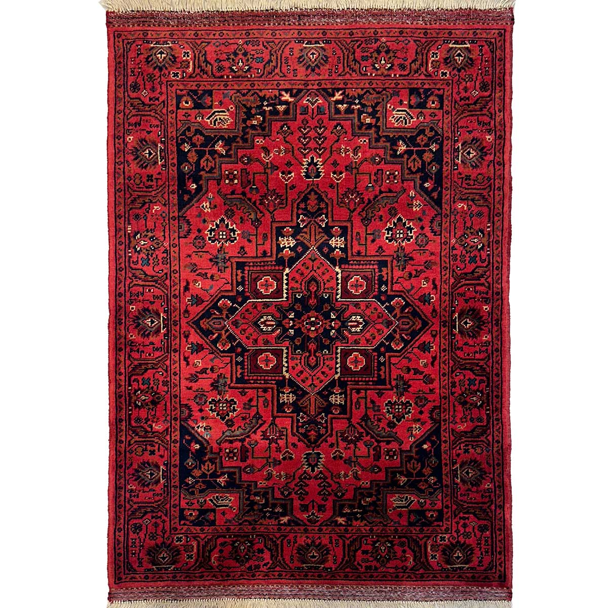 El Dokuma Afgan Heris Madalyon Yün Halı (85x120 cm)