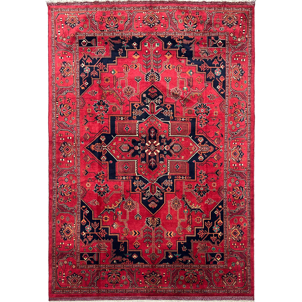 El Dokuma Afgan Heris Madalyon Yün Halı (200x300 cm)