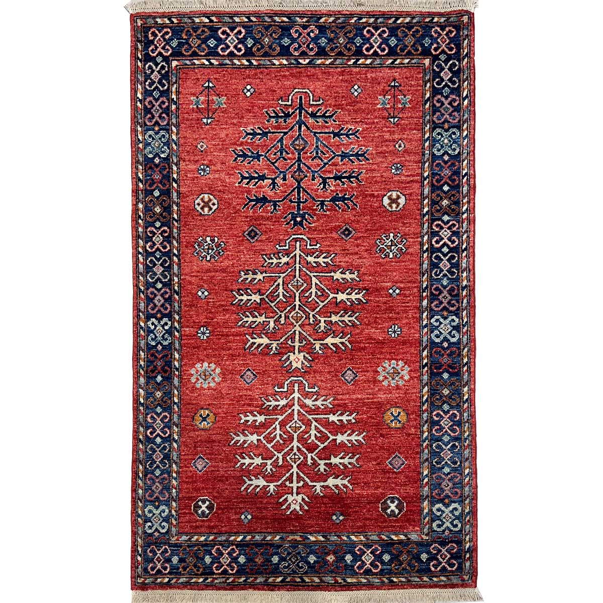 El Dokuma Kırmızı Afgan Kabile Yün Halı (95x155 cm)